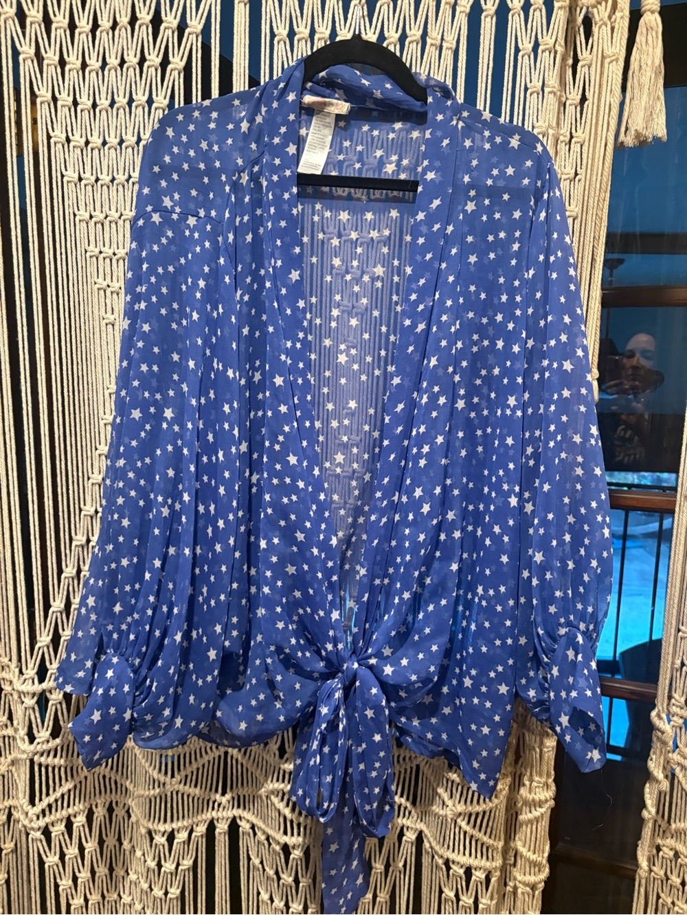 Free People Blue Star-Print Tie-Front Women’s Top